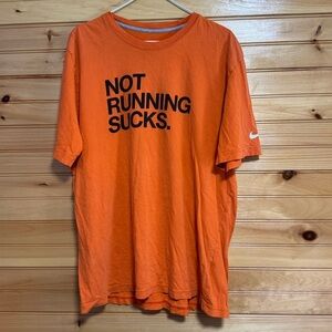 Nike Orange Not Running Sucks Regular Fit Graphic Men's T-Shirt XL
